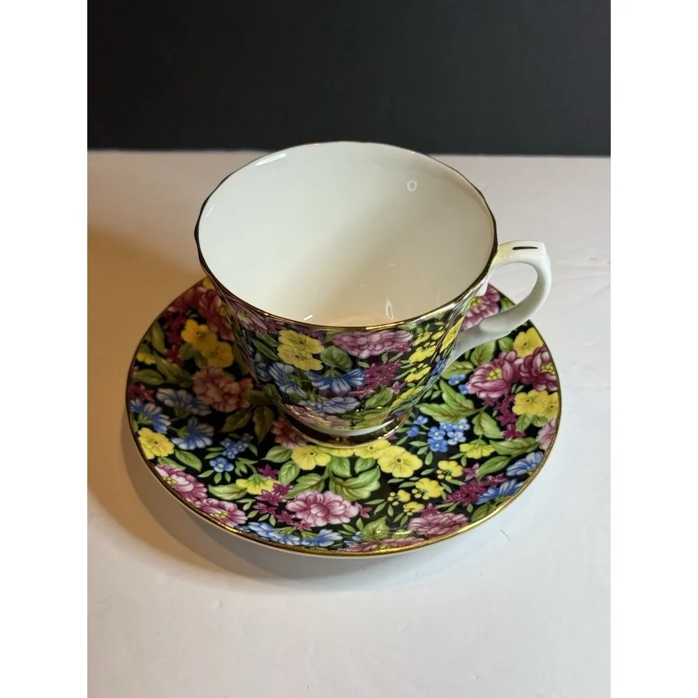 Bethany Fine Bone China Floral Chintz Tea Cup & Saucer Staffordshire England